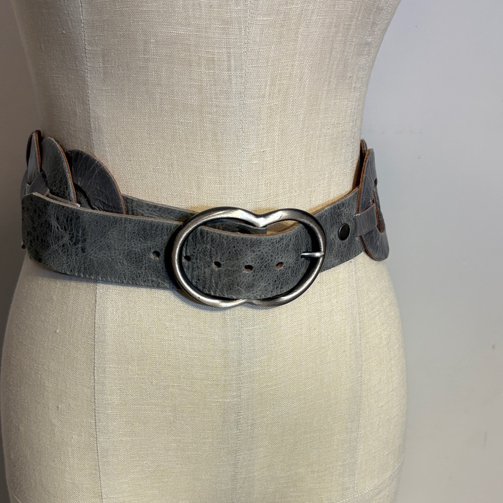 Chunky gray leather belt made in italy size 30